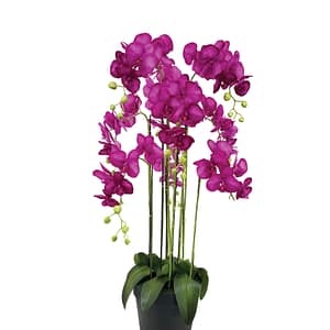 Artificial Plant - 9 Stalk Potted Fuchsia Orchid