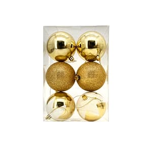 Gold baubles - 80mm - Set of 6