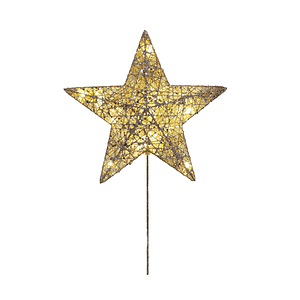 Tree Topper Star w Lights Champagne