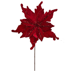 Poinsettia Spray Red Sequin