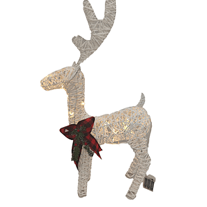 Lighted White Reindeer w/ Pinecones