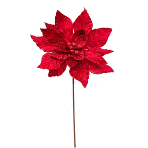 Poinsettia Spray Red Glitter